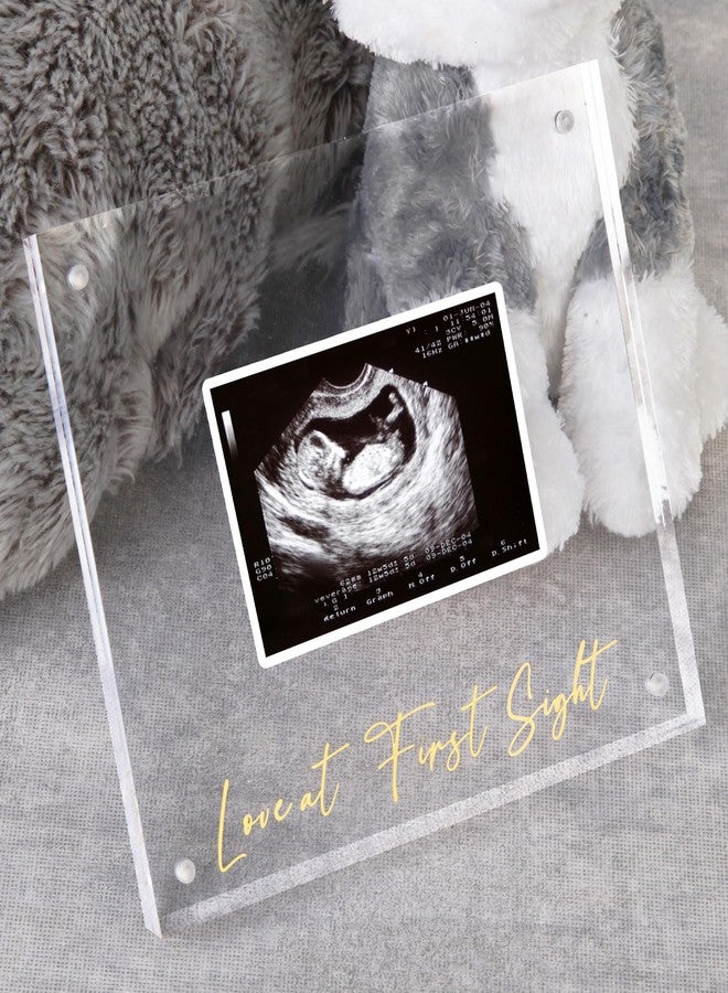 DEYIXUN Acrylic Ultrasound Picture Frame, Bright Photo Frame, Sonogram Love at First Sight Baby Keepsake Baby Announcement, Birth Information, Expecting Mom Parents to be Unique Gifts for Pregnant - Image 1